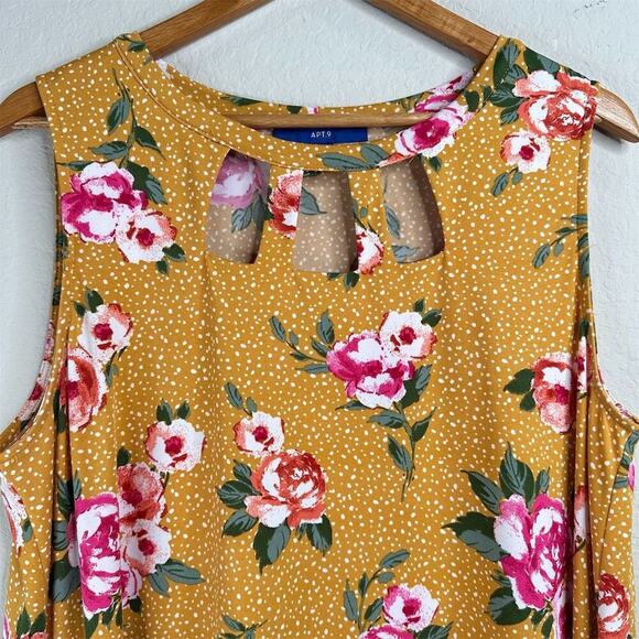 Apt. 9 Women's XL Floral Sleeveless Sundress Mustard Yellow Summer Dress - Picture 3 of 7
